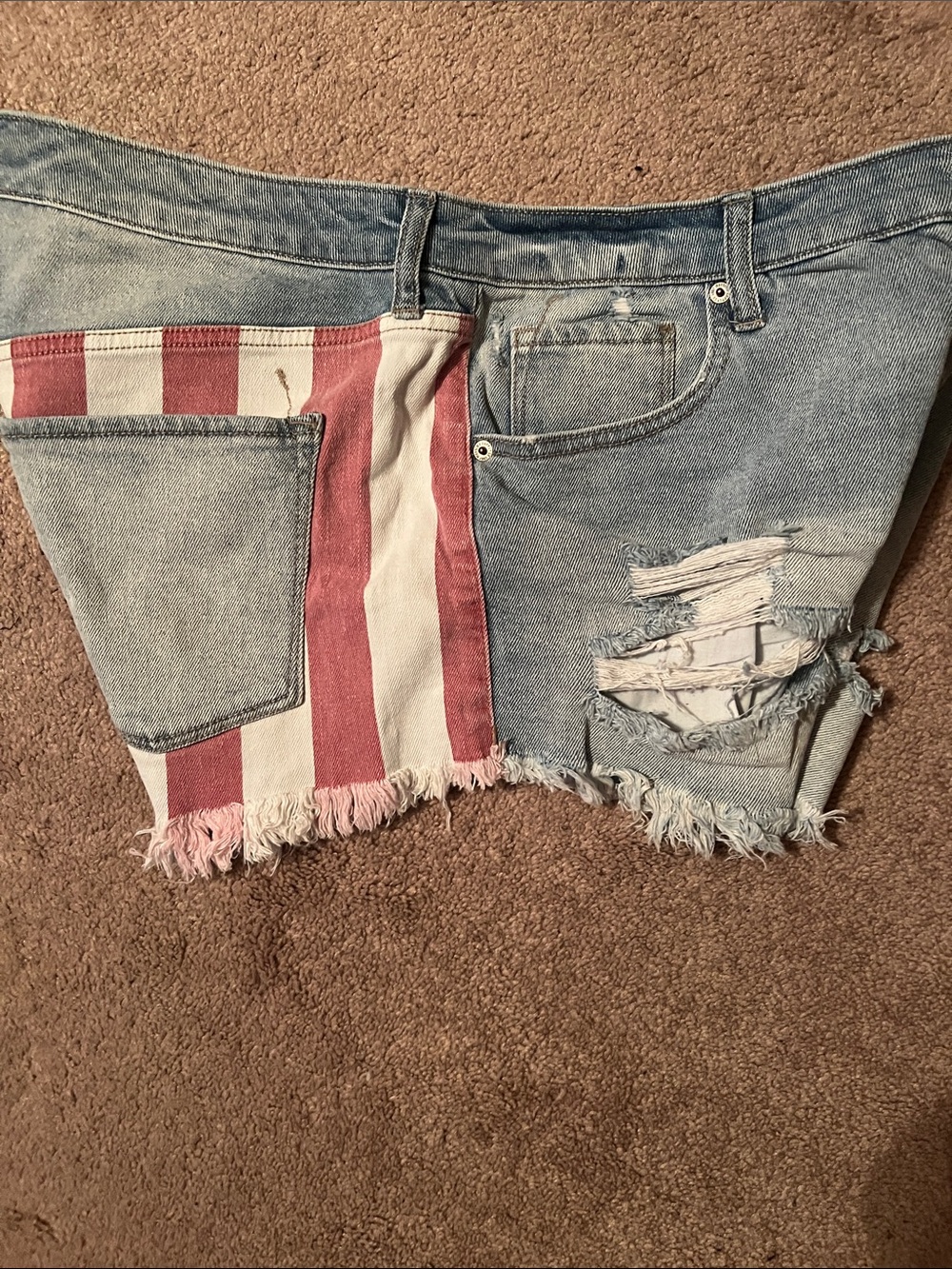 Mossimo Supply Co. Light Blue Distressed Denim Shorts with Flag Accent - Picture 5 of 5